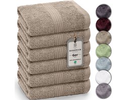 HomeBurg Luxe badhanddoeken van 500 g/m², zandkleur, 40 x 70 cm (verpakking van 6 stuks)