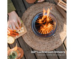 HomeByNicole UrbanFlame Mesa XL – Rookarme Tafel Vuurkorf – Compact & Draagbaar – Werkt op Hout of Pellets – Roestvrij Staal met Keramische Coating – Inclusief Standaard & Draagtas – 21,8 x 17,8 cm – Groen
