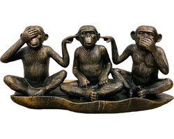 Home&Deco Horen zien zwijgen apen beeld-14x17x35 cm