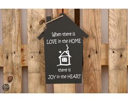 Homedecoration Wand- of plafonddecoratie 982005042013 When there is love. Huisjes Black 21x29cm