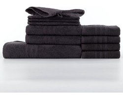 Homéé 11-delige baddoekenset 3CAM 500g. p/m² - 1 badlakens, 2 handdoeken, 4 gastendoekjes en 4 washandjes - antraciet - 100% katoen