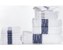 Homéé 15 delige baddoekenset Essentials 1 badlaken 2 handdoeken 6 gastendoekjes 6 washandjes wit 100% katoen 550g. m²