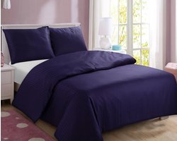 Homéé dekbedovertrekset Achten streep katoen satijn marineblauw Lits-jumeaux 240x200/220 cm + 2 slopen