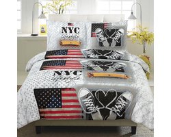 Homéé dekbedovertrekset NYC Lifestyle - Lits-jumeaux 240x200/220cm + 2 slopen 100% katoen