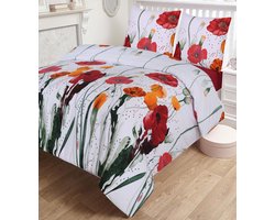 Homéé dekbedovertrekset papaver eenpersoons 140x200/220cm + een sloop 100% katoen