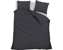 Homéé Flanellen dekbedovertrekset antraciet 100% geruwd Katoen Lits-jumeaux 240x200/220 cm + 2 slopen