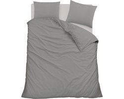 Homéé Flanellen dekbedovertrekset grijs 100% geruwd Katoen Lits-jumeaux 240x200/220 cm + 2 slopen