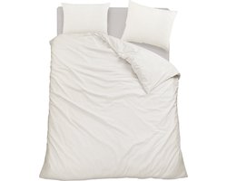Homéé Flanellen dekbedovertrekset wit 100% geruwd Katoen tweepersoons 200x200/220 cm + 2 slopen