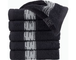 Homéé® Gastendoekjes Essentials 550g. m² 30x50cm 100% katoen badstof set van 6 stuks zwart