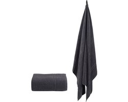 Homéé grote handdoeken antraciet 100x150cm set van 2 stuks 100% katoen badstof 450g.m²