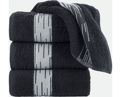 Homéé Handdoeken Essentials 550g. m² 50x100cm 100% katoen badstof set van 4 stuks zwart