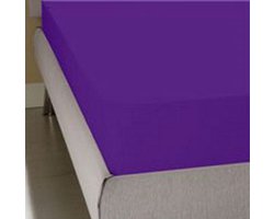 Homee Hoeslaken Jersey stretch paars 140/150x200/220 +30 cm tweepersoons bed 100% katoen