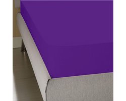 Homee Hoeslaken Jersey stretch paars 80/90x200/220 +30 cm eenpersoons bed 100% katoen