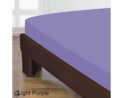 Homee Hoeslaken Katoen lila 140x200 +30 cm tweepersoons bed - gladde 100% Katoen - Perfecte pasvorm