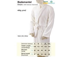 Homéé Hotel Badjas Unisex badstof 100% katoen 400g. p/m2 - Wit - One size XL