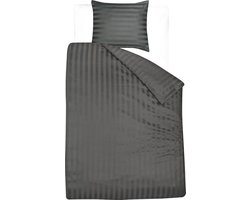 Homéé hotel dekbedovertrekset CVC 27mm satijn streep 140g.m2 antraciet eenpersoons 140x200/220 + 1 sloop 60x70 cm