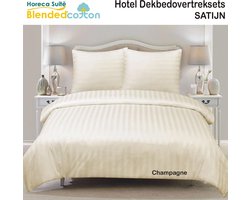 Homéé hotel dekbedovertrekset satijn gestreept 27mm eenpersoons 140x220cm CVC 140g. m2 champagne