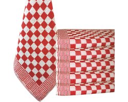 Homéé® Keukendoek 50x50 cm Holland Art geblokt 100% katoen 6 stuks rood wit