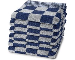 Homéé Keukendoek blauw wit geblokt 60x60cm set van 6 stuks 100% katoenen badstof