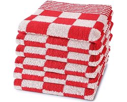 Homéé® Keukendoek rood / wit geblokt - 60x60cm - set van 6 stuks - 100% katoenen badstof