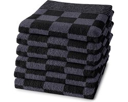 Homéé® Keukendoeken Holland Art 50x50 cm - 6 Stuks - 100% Katoen Badstof - Geblokt Zwart/Grijs - Vochtabsorberend & Sneldrogend