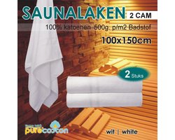 Homéé - Saunalaken | Badlaken | Pool Towel |Mursurize Fancy wit 420g. p/m2  | 2 Stuks | 100x150cm