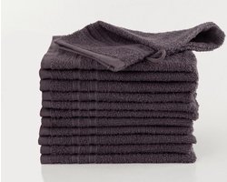 Homéé Washandje FeelGood due fancy antraciet 15x22cm 100% Katoen badstof set van 12 stuks