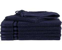 Homéé washandje Ruche marine blauw 16x24cm gekamde katoen 550g. m² 6 stuks