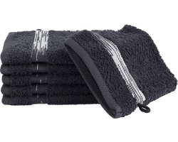 Homéé washandjes  Essentials 550g. m² 15x22cm 100% katoen badstof set van 6 stuks zwart