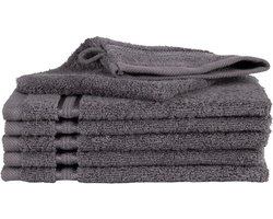 Homéé washandjes Ruche antraciet 16x24cm gekamde katoen 550g. m² 6 stuks