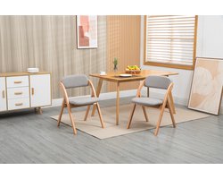 HOMEFUN Opvouwbare Stoelen met Gepadding Zitvlak, Set van 2 Houten Stapelbare Eetkamerstoelen met Afneembare Hoes, Extra Opvouwbare Gastenstoel voor Keuken, Kantoor, Trouwfeest, Feestje en Picknick, grijs