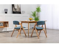 HOMEFUN vouwstoelen met gepolsterde zittingen, houten stapelbare eetstoelen set van 2 met afneembare omslag vouwbaar extra stoel voor gasten keuken kantoor bruiloft feest picknick, blauw.