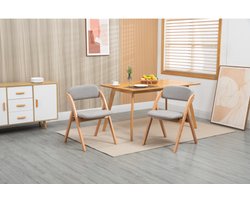 HOMEFUN vouwstoelen met gepolsterde zittingen, houten stapelbare eetstoelen set van 2 met afneembare omslag vouwbaar extra stoel voor gasten keuken kantoor bruiloft feest picknick, grijs.