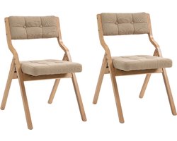 HOMEFUN vouwstoelen met kussen, houten gepolsterde vouwstoelen 2-pak, draagbaar en samengestelde vouwstoel voor eetzaal voor gasten keuken kantoor bruiloft en feest, kaki.