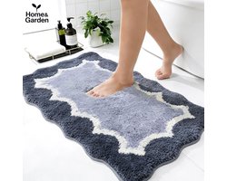 Home&Garden Luxe Badmat – Anti‑Slip – Zacht & Absorberend – 80×50 cm – Blauw – Sneldrogend – Badkamer Mat