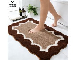 Home&Garden Luxe Badmat – Anti‑Slip – Zacht & Absorberend – 80×50 cm – Bruin – Sneldrogend – Badkamer Mat