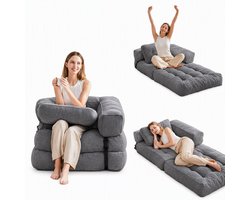 HomeGoodies Opvouwbare Slaapbank 2-in-1 – Luxe Fauteuil Bed - Met kussen – Verstelbare Relaxstoel voor Woonkamer & Slaapkamer