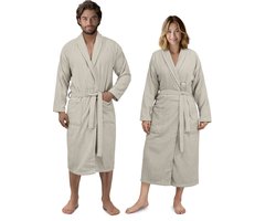 HOMELEVEL badstof badjas dames en heren - Unisex badjassen van 100% katoen - Ochtendjas dames en heren - Kamerjas in verschillende kleuren en maten