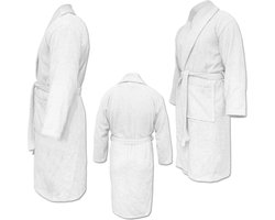 HOMELEVEL Badstof Badjas Reizen Badjas 100% katoen Badjas voor vrouwen Mannen Dames en Heren Aankleedjurk Saunarobe Reizen Aankleedjurk Wit Maat L