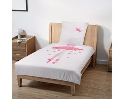 Homelevel kinderbeddengoed met dekbedovertrek en kussensloop - Kinderbed set 135 x 200 cm -Sneldrogend en eenvoudig te wassen - Ballerina design