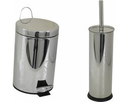 Homeline Badkamerset - Toiletset - Pedaalemmer 3 Liter - Toiletborstel - RVS