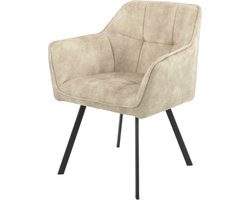 Homelounge - Eetkamerstoelen - Stoelen - Elly - Velvet taupe - Met armleuning - Per 2 stuks (set van 2)
