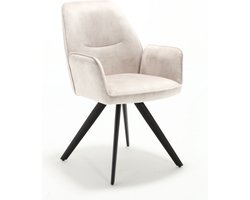 Homelounge - Eetkamerstoelen - Stoelen - Tessa - Velvet champagne - Met armleuning - Per 2 stuks (set van 2)
