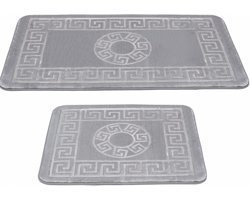 HOMELUX Badmat - Badkamer tapijt - Antislip - 2-delig - Badmatset- Water-absorberende badmat - 60 x 100 + 60 x 50 cm - Grijze design