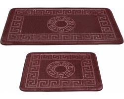 HOMELUX Badmat - Badkamer tapijt - Antislip - 2-delig - Badmatset- Water-absorberende badmat - 60 x 100 + 60 x 50 cm - Rood design