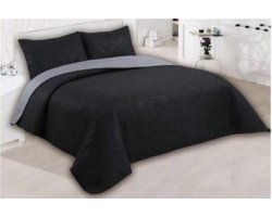 Homelux - Bedsprei - Luxe bedsprei - Zwart - Bedsprei 2 persoons - Bed sprei - 240x250 - 2x Kussensloop 50x70 - Bedsprei set - 3 delig