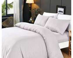 Homelux - Dekbedovertrekken - 4-Delige Beddengoed set – Luxe Dekbedovertrek 200x220 + 2 Kussenslopen 50x70 + Matraslaken 220x240 - Lichtgrijs – Zacht - Ademend - Onderhoudsvriendelijk voor Elke Slaapkamer