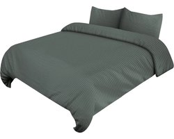 Homelux - Dekbedovertrekken- Beddengoed set-4-delig - Dekbedovertrek 200x220 cm - Bedlaken 220x240 cm- met ritssluiting - Donkergroen - Inclusief 2 Kussenslopen (50x70 cm)