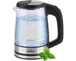 Homelux - Elektrische Waterkoker - Waterkoker - 1,8Liter - 360° draaibaar - 1500W - Glas - Glazen Waterkoker - RVS - Met LED