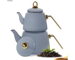 Homelux grijz emaille theepot - alle warmte bronnen